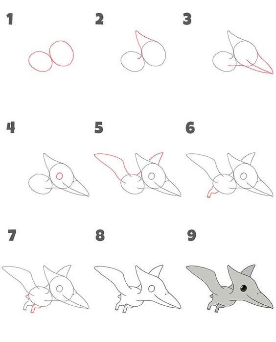 How to draw Flying dinosaur (3)