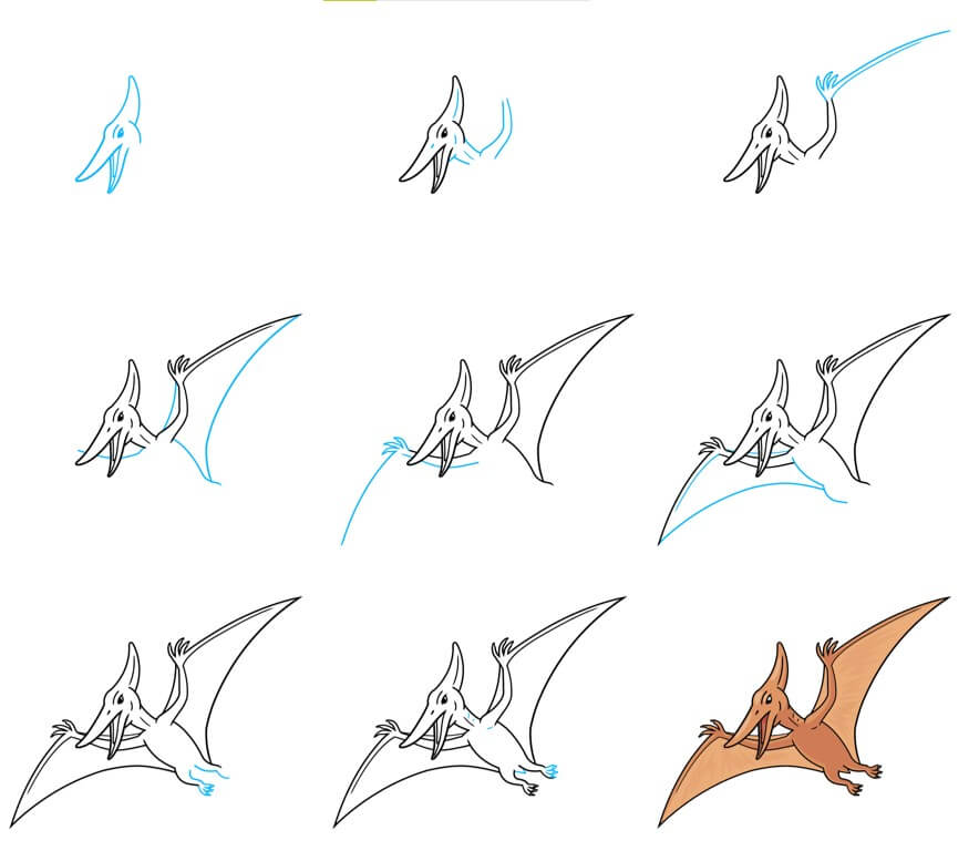 How to draw Flying dinosaur (4)