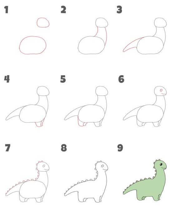 How to draw Herbivorous dinosaurs (13)