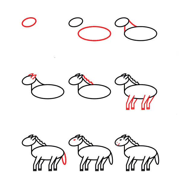 How to draw Horse for kids