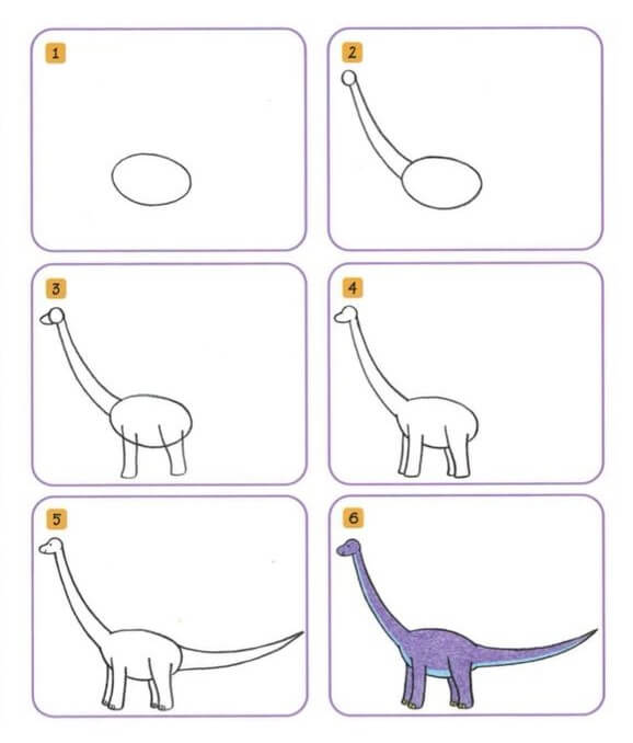 How to draw Long-necked dinosaur (3)