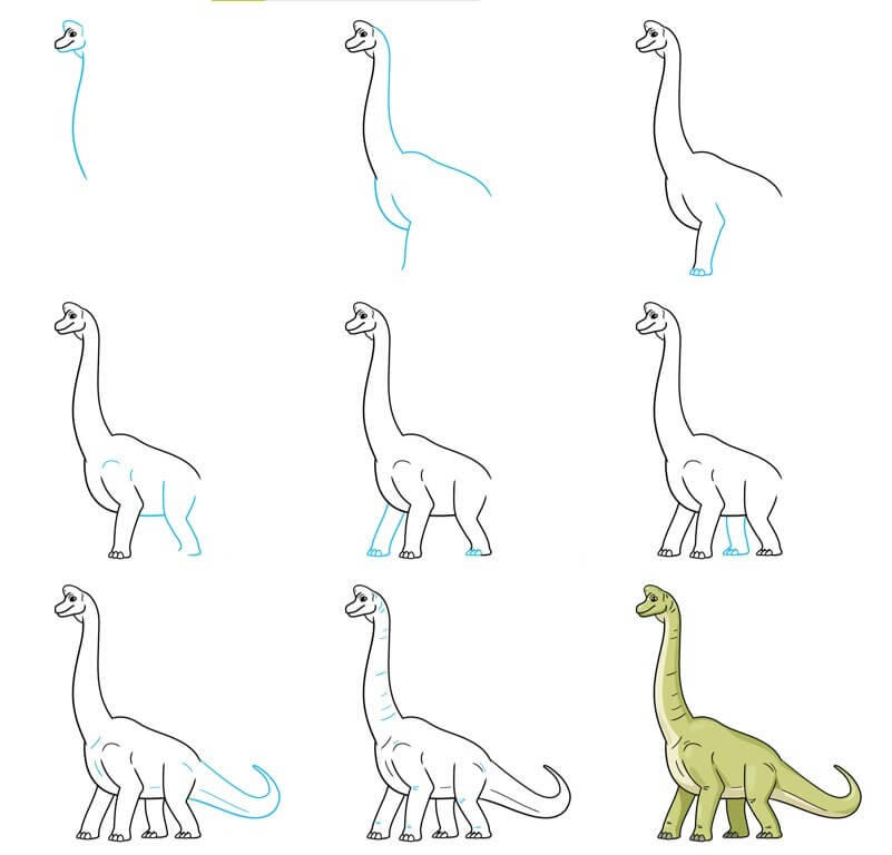 How to draw Long-necked dinosaur (4)