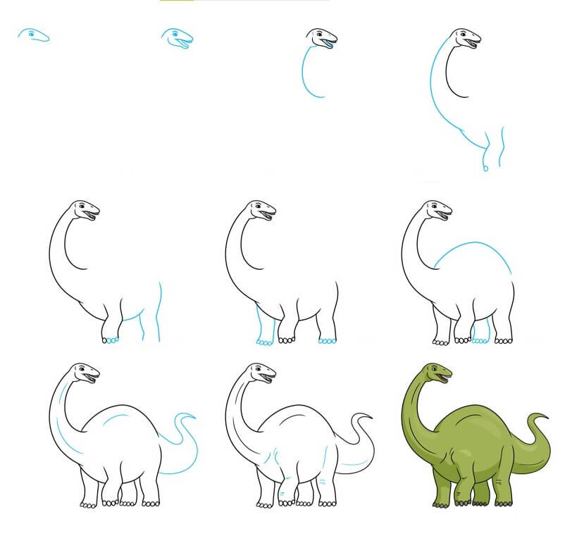 How to draw Long-necked dinosaur (5)