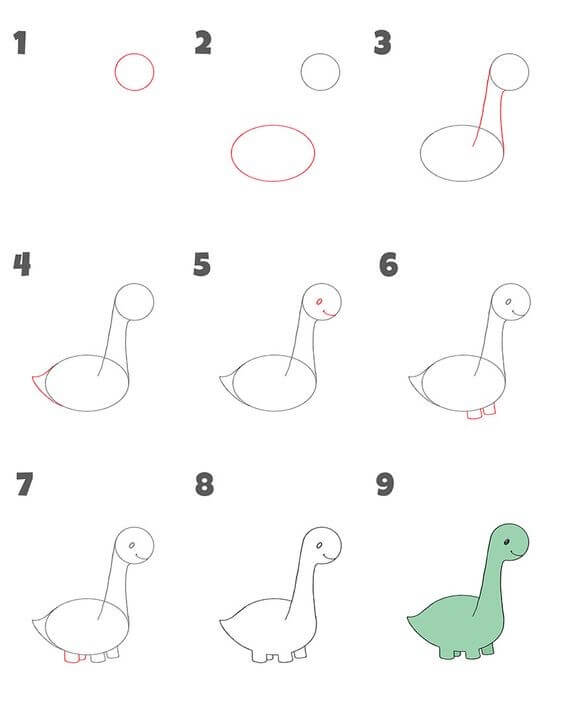 How to draw Long-necked dinosaur (6)