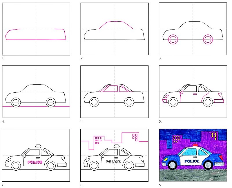 How to draw Police car ideas 7