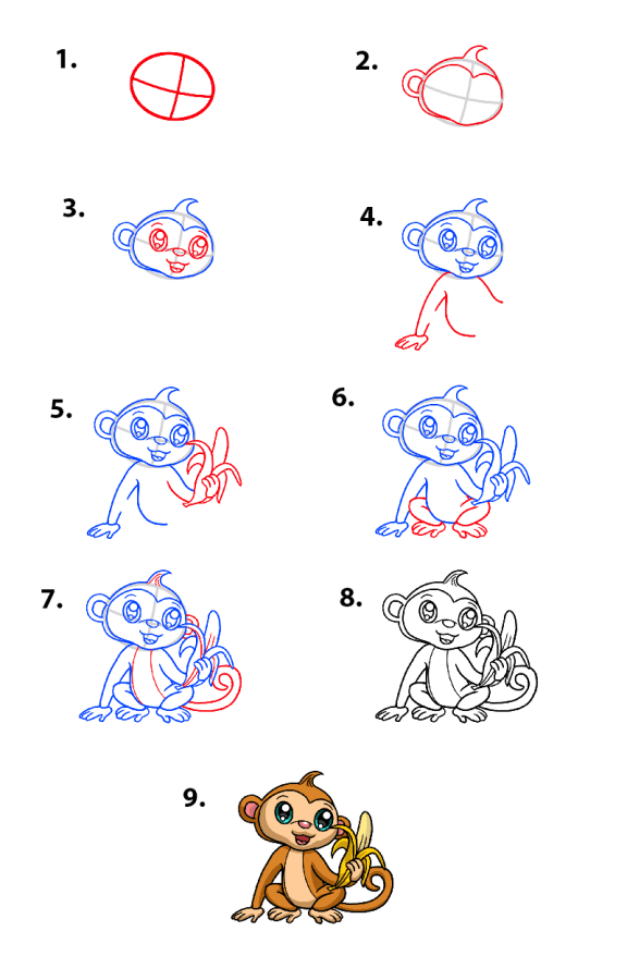 How to draw Simple monkey drawing