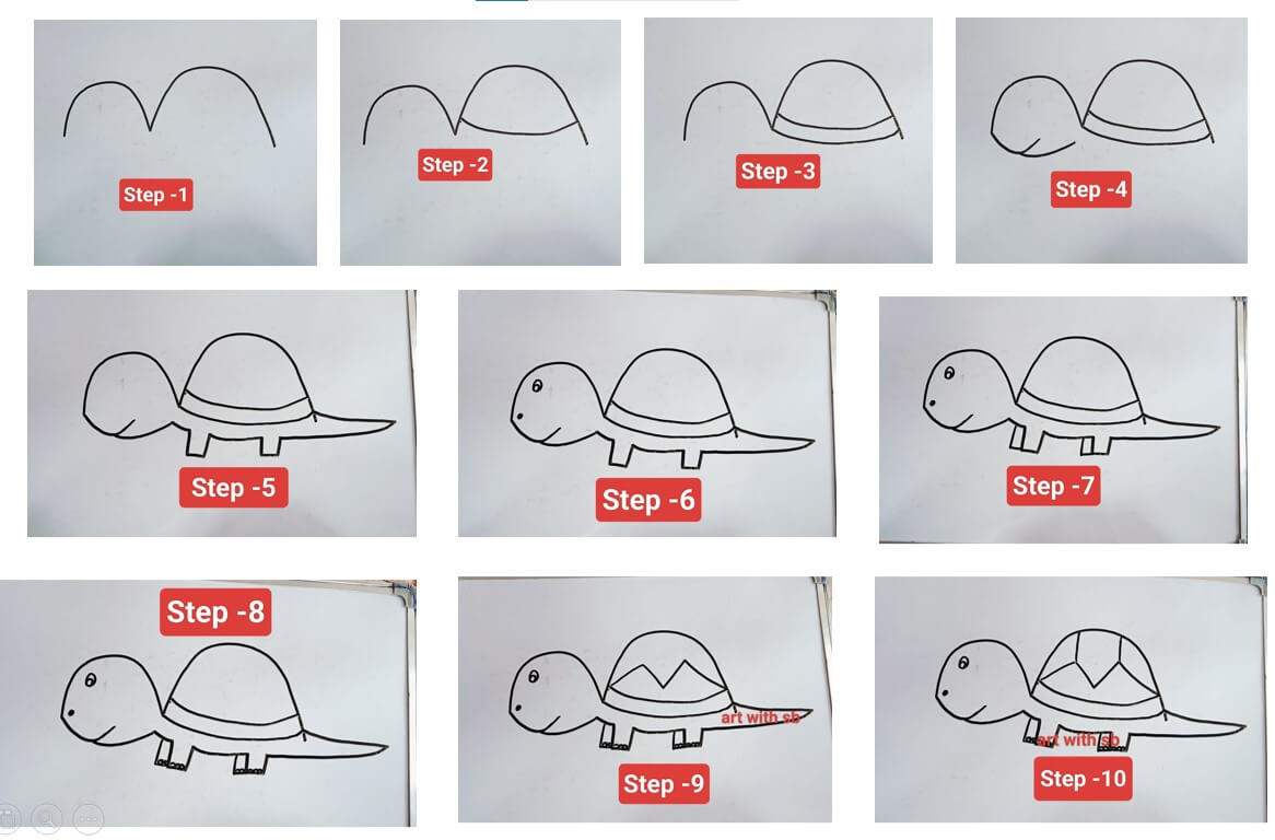 How to draw Simple turtle step by step - Drawing Photos