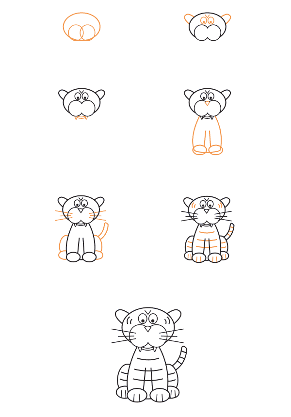 How to draw Tiger for kids 2