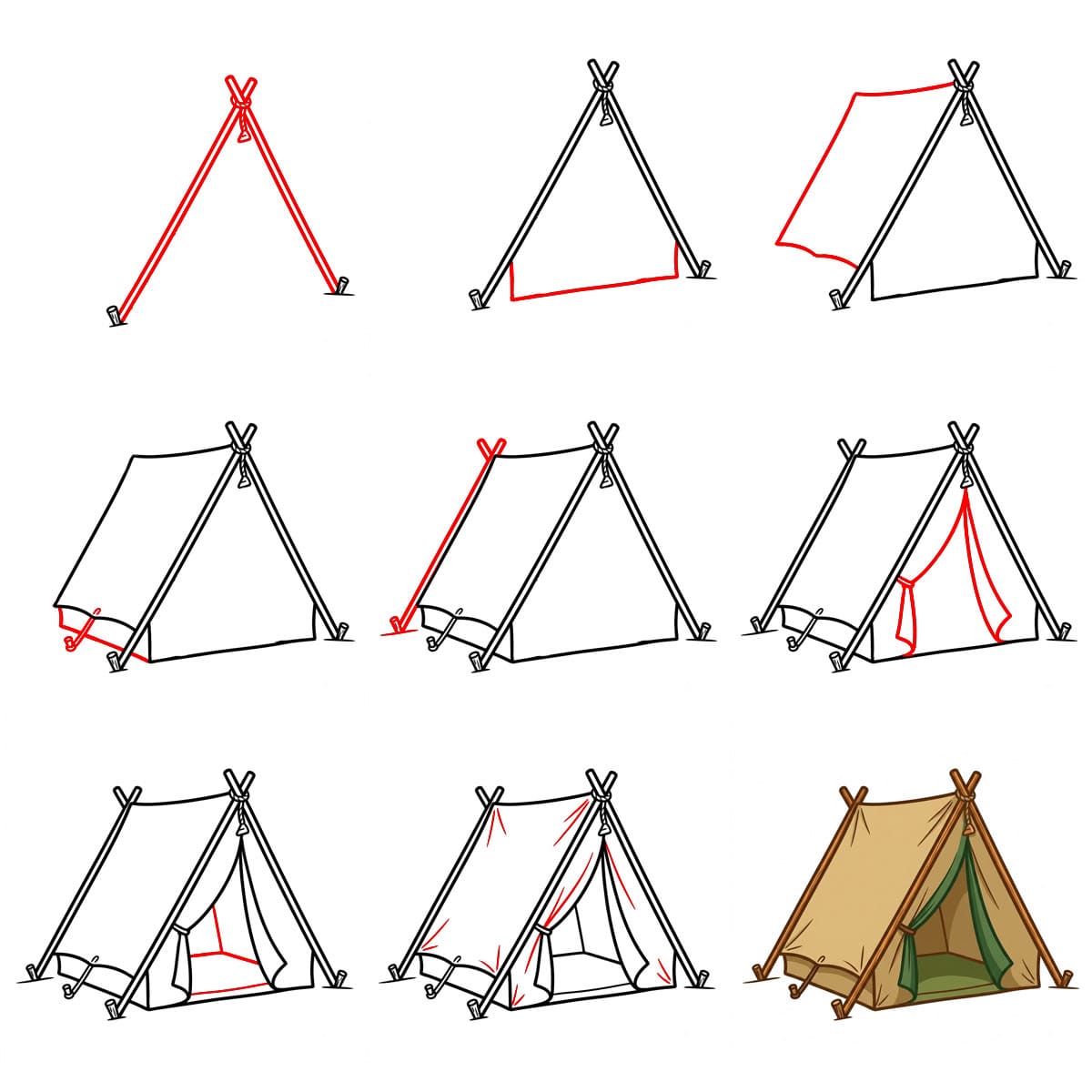 Brown tent Drawing Ideas