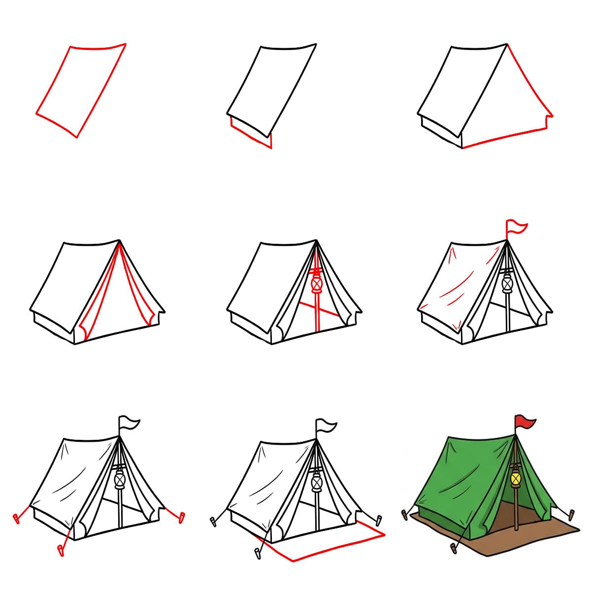 Camping tent Drawing Ideas
