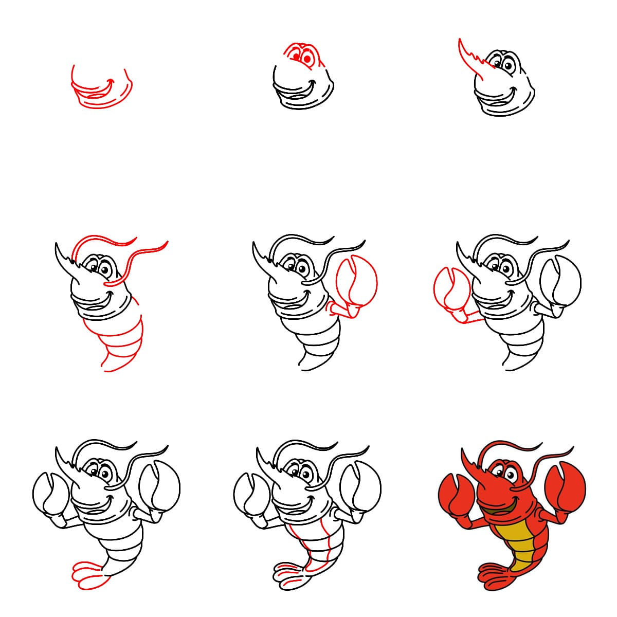 How to draw Happy Shrimp