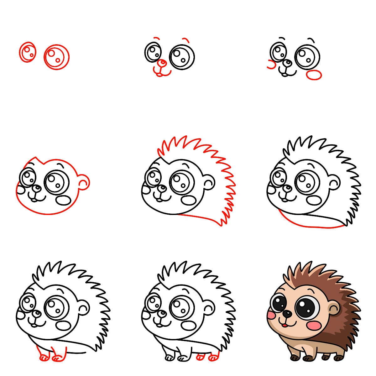 Hedgehog Kawaii Drawing Ideas
