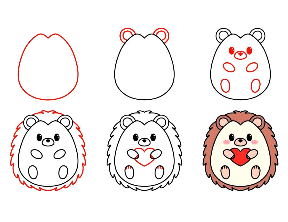 Hedgehog hold heart Drawing Ideas