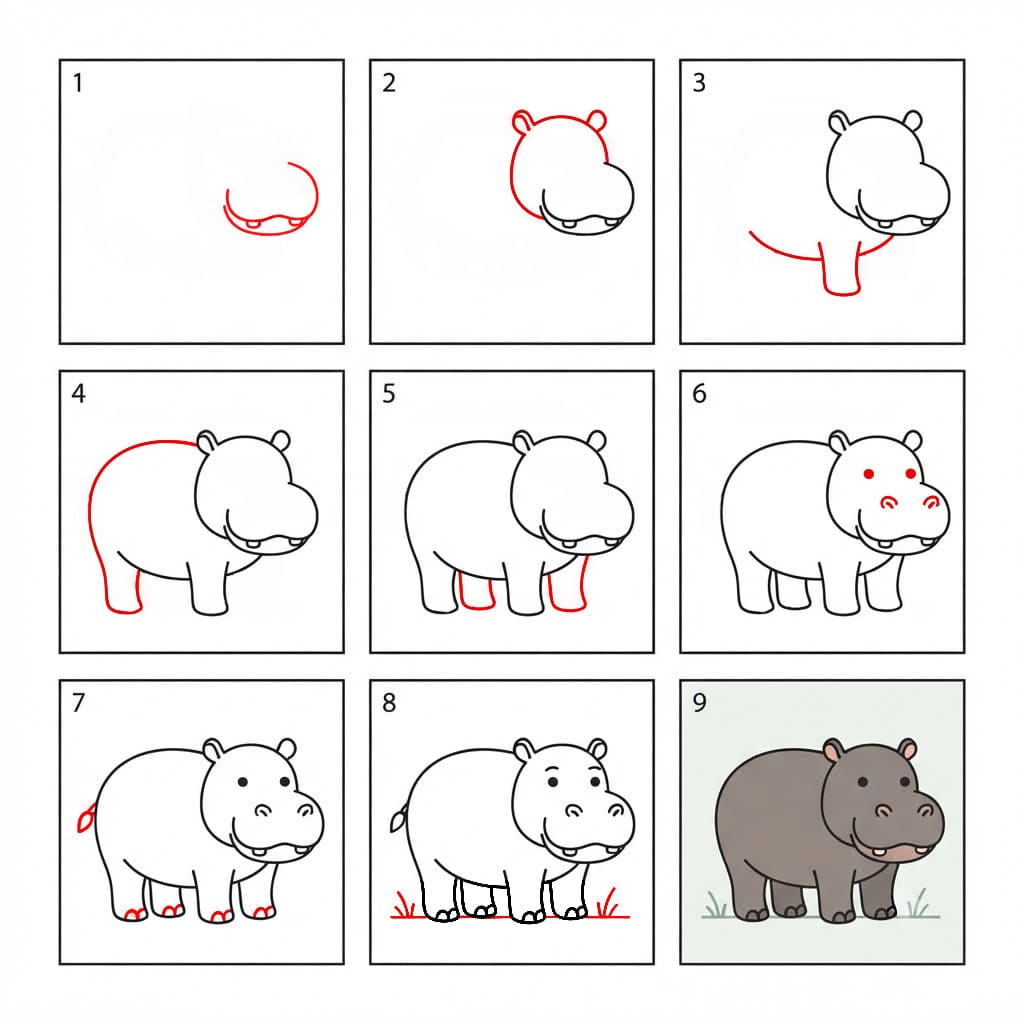 Hippo fat Drawing Ideas