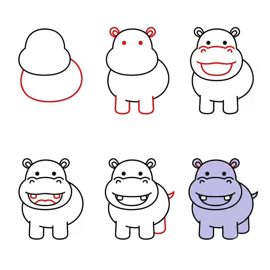 Hippo laugh Drawing Ideas