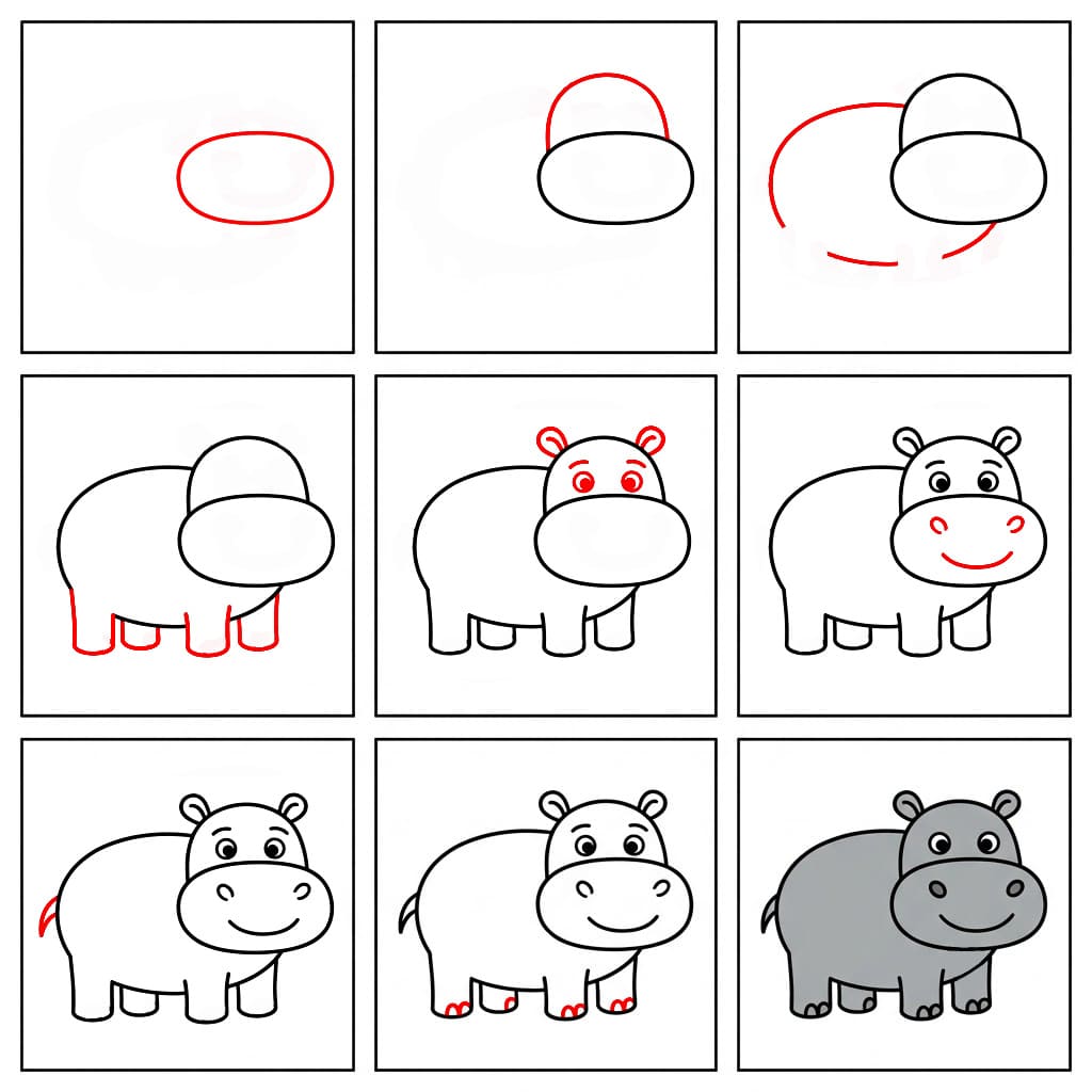 Hippo smile Drawing Ideas