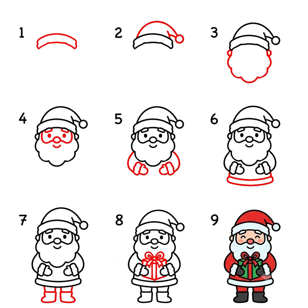 Santa Claus and gift Drawing Ideas