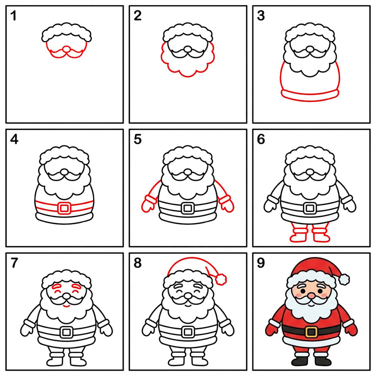 Santa Claus happy Drawing Ideas