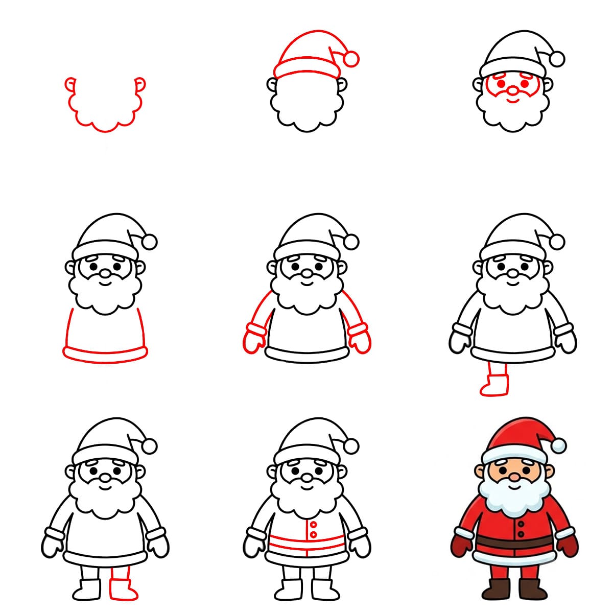 Santa Claus smile Drawing Ideas