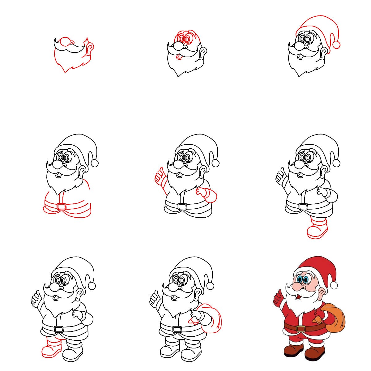 Santa Claus surprised Drawing Ideas