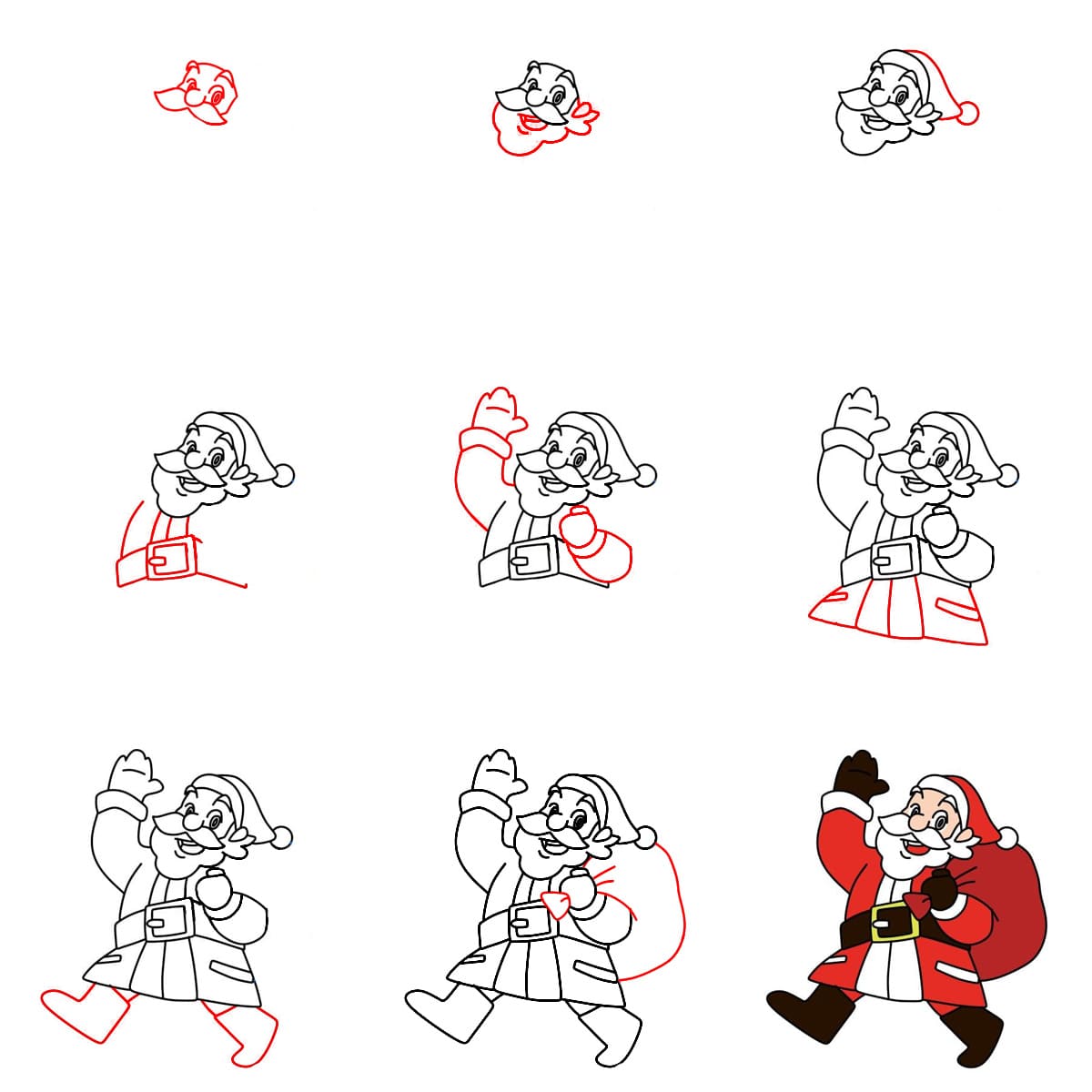 Santa Claus walking Drawing Ideas