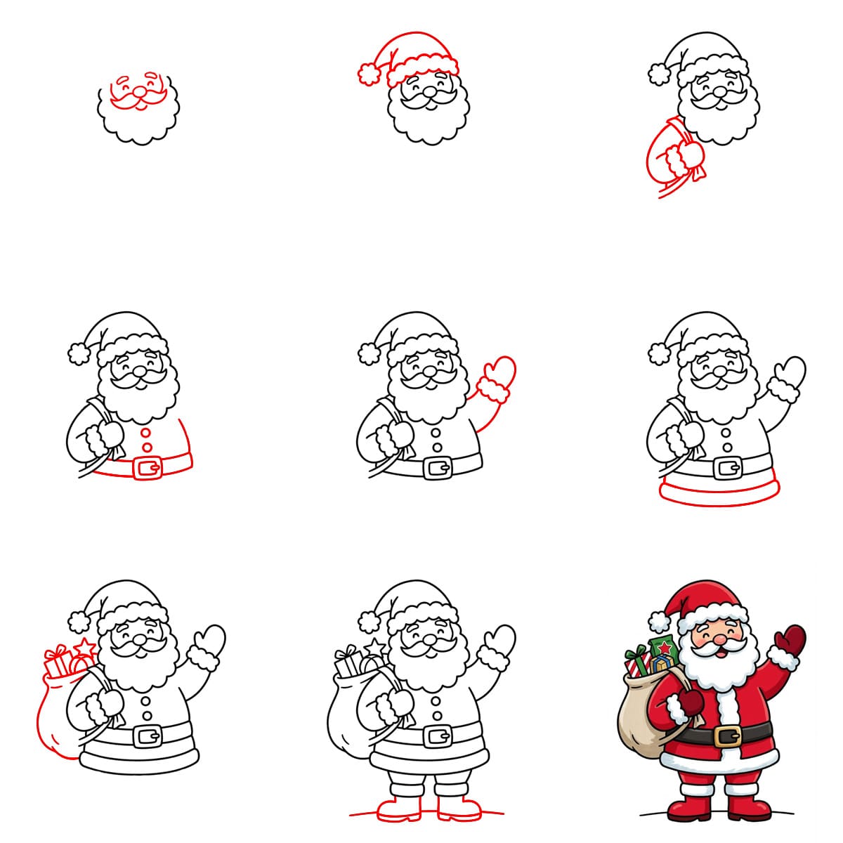 Santa Claus waving Drawing Ideas