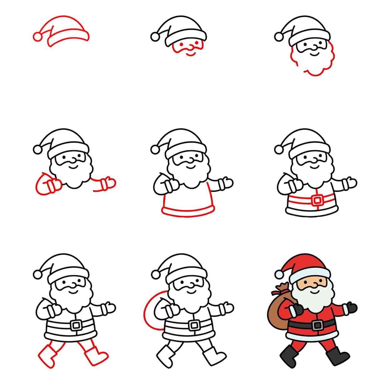 Santa Claus with bag Drawing Ideas