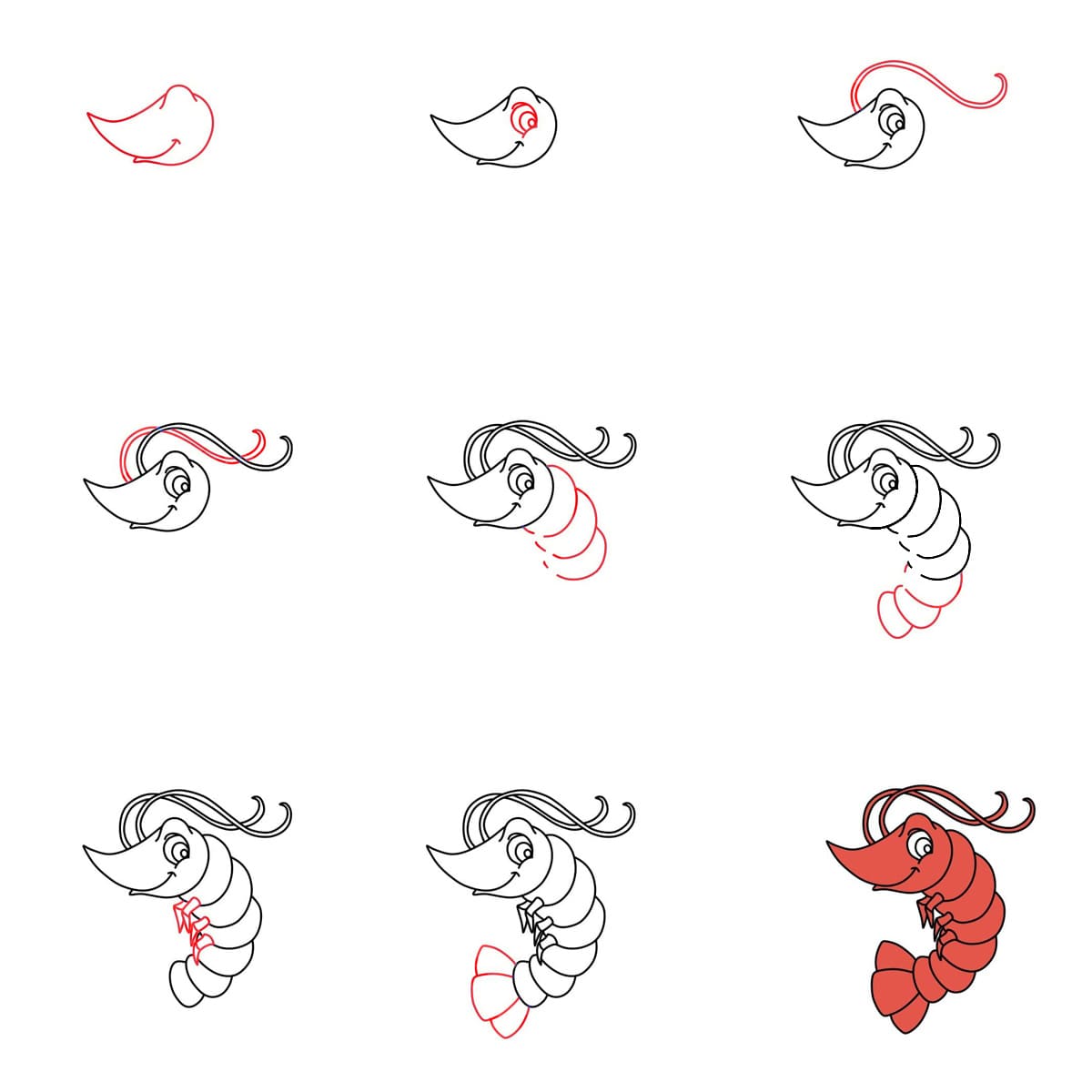 How to draw Smiling Shrimp
