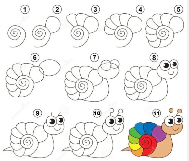 A 7-color snail Drawing Ideas
