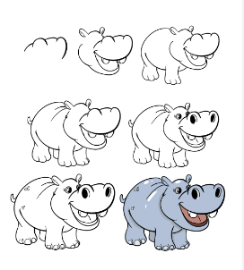 A cute hippo Drawing Ideas