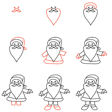 How to draw A cute Santa Claus