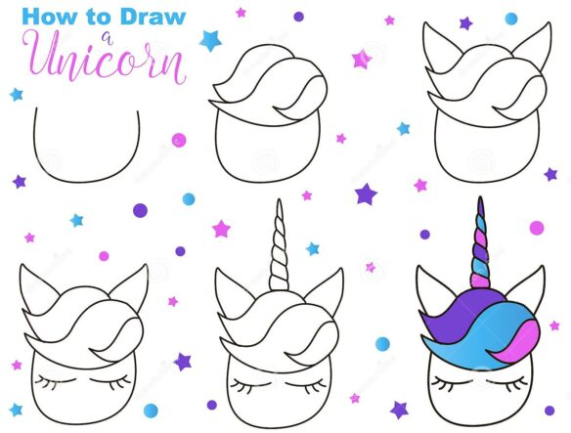 A cute unicorn head Drawing Ideas