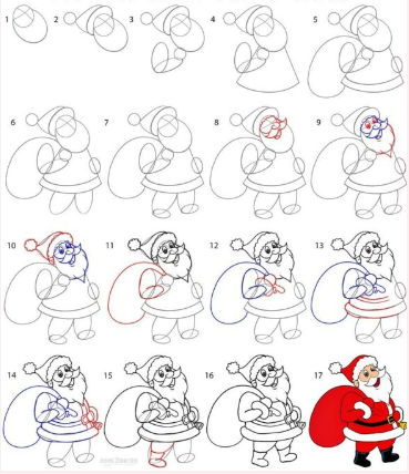 A detailed Santa Claus Drawing Ideas