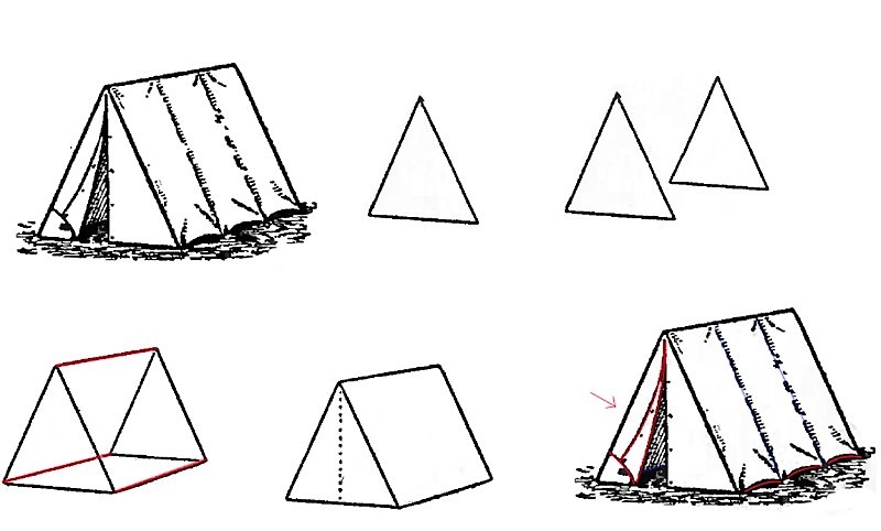 A long, triangular tent Drawing Ideas