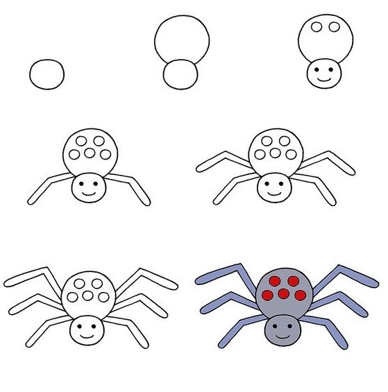 A red spotted spider Drawing Ideas