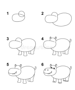 A simple hippopotamus Drawing Ideas