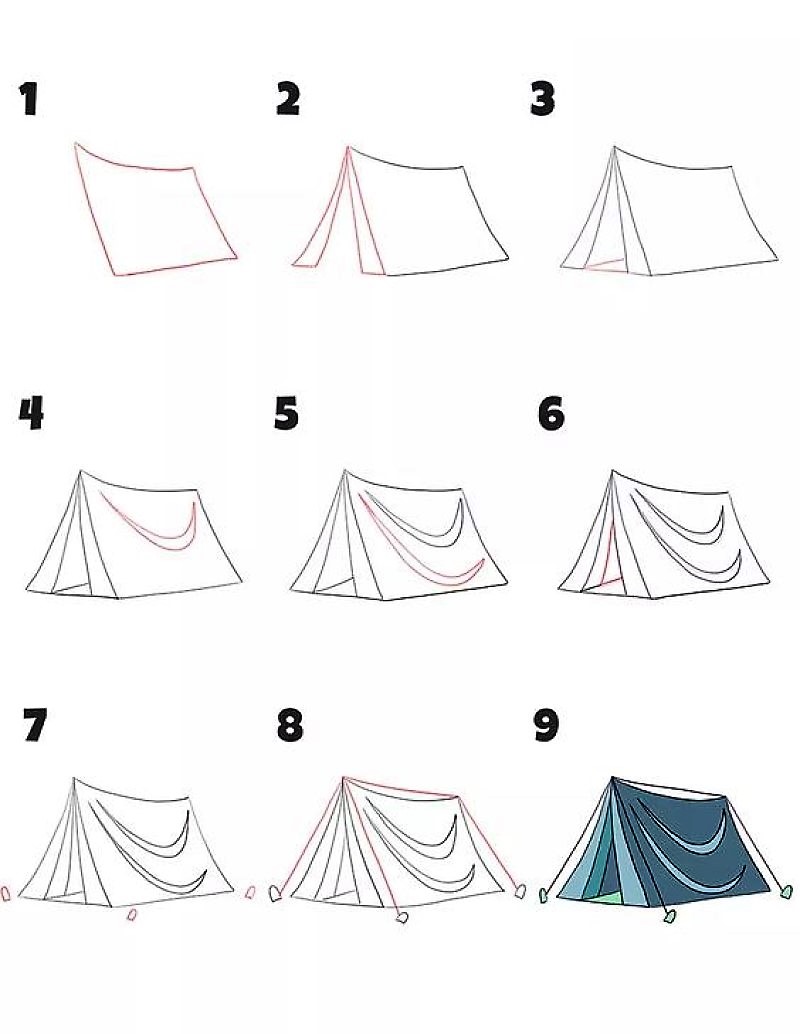 A simple triangular tent Drawing Ideas