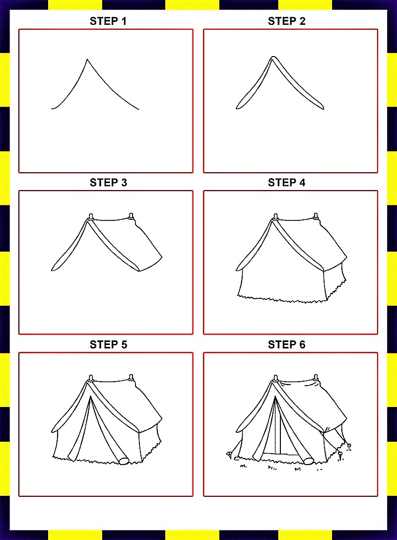 A tent shaped like a house Drawing Ideas