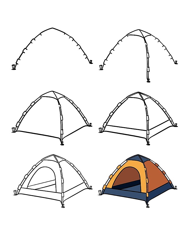 A tent with a shooting frame Drawing Ideas