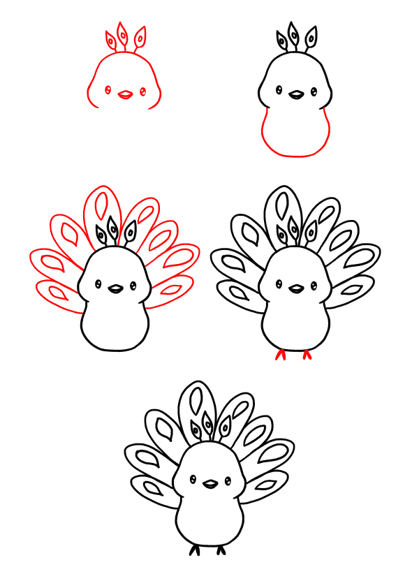 How to draw Baby peacock