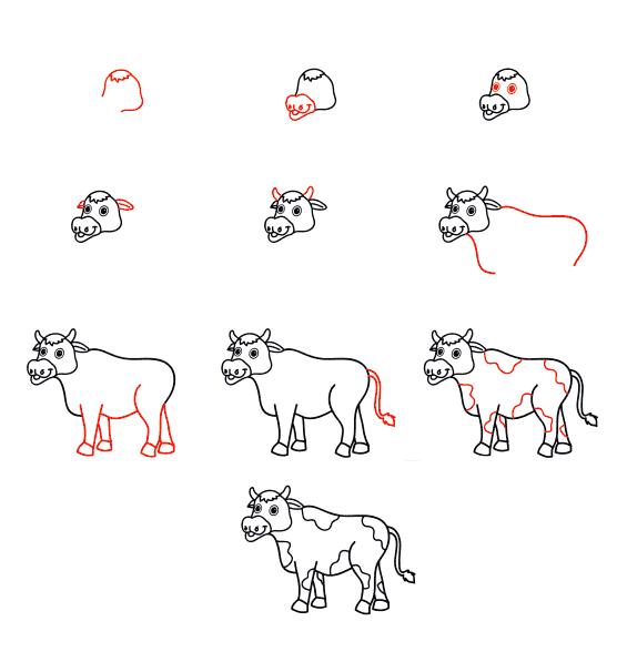 How to draw Cartoon cow