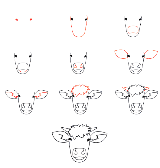 How to draw Cow face