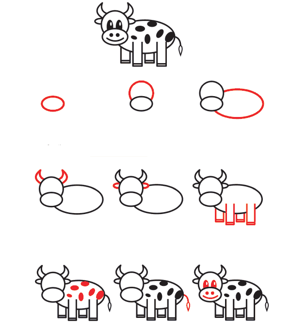 How to draw Cow for kids