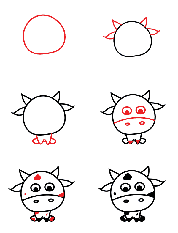 How to draw Cute cow