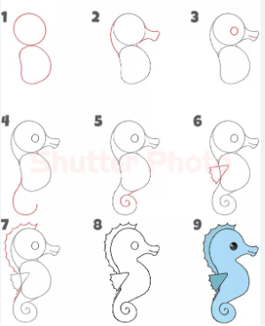 Cute seahorse Drawing Ideas