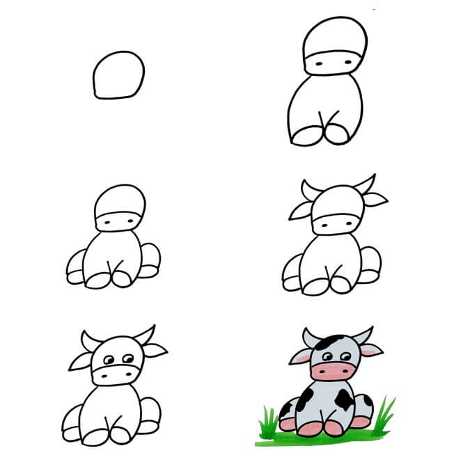 How to draw Drawing a simple dairy cow