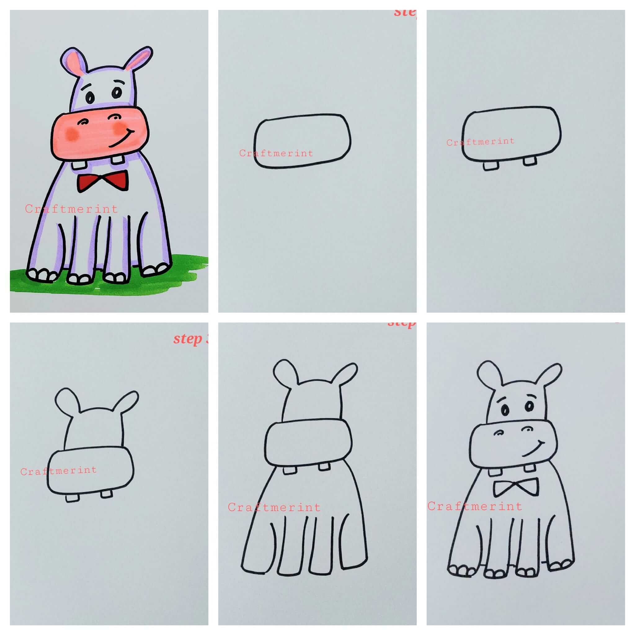 How to draw Hippo idea 13