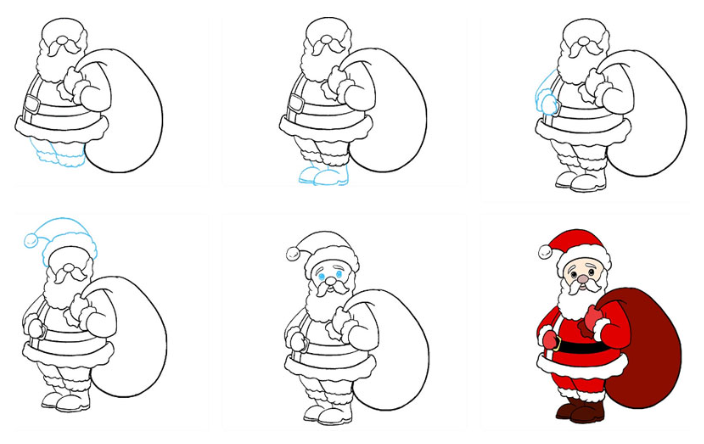 How to draw Santa Claus idea 1