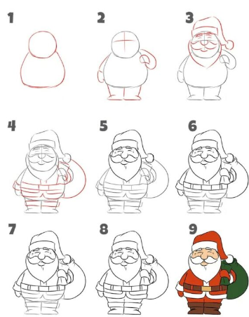 How to draw Santa Claus idea 7