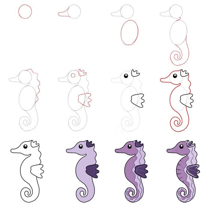 Seahorse (10) Drawing Ideas